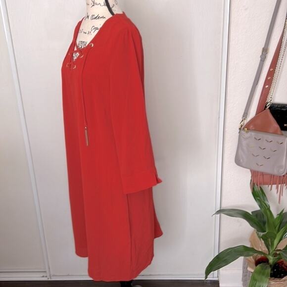 NWT! MSK Long Sleeve Boho Peasant Dress with Lace Up Bodice detail size 10 - Picture 6 of 10